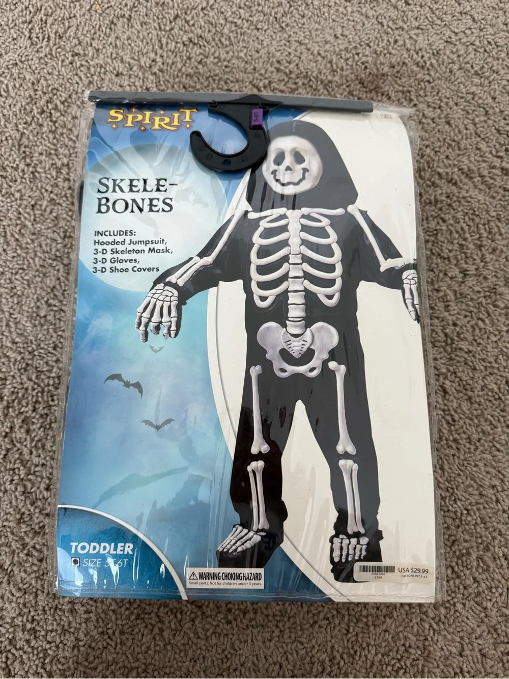 Spirit Halloween Skeleton Costume – Toddler Size 5T–6T